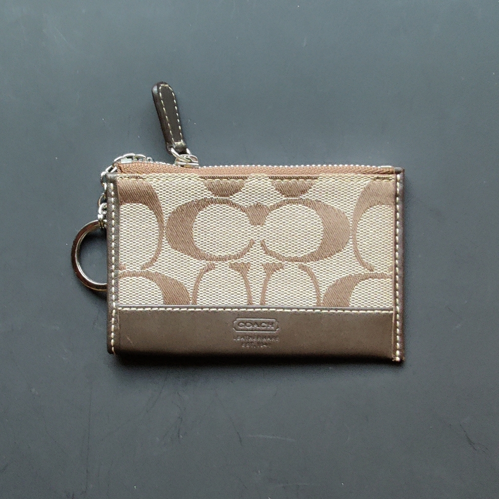 Coach Brown and Tan ID Card Wallet